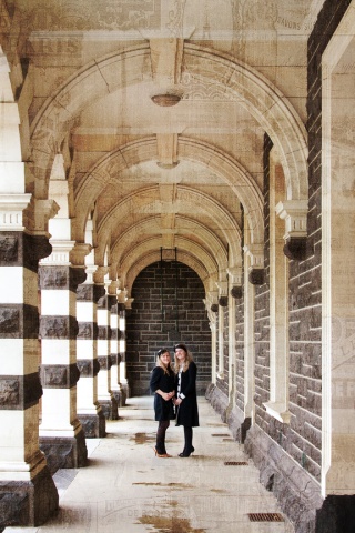 Amanda & Kelsey at the train station